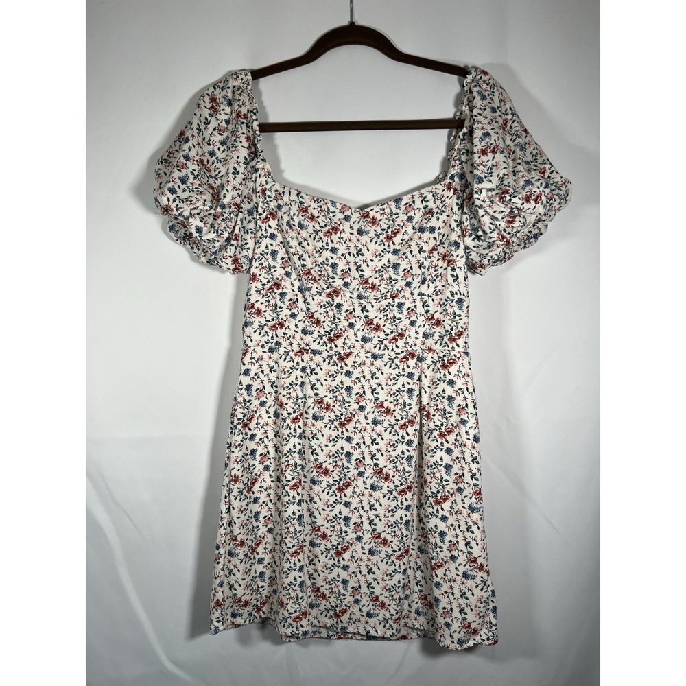 Floral Milk Maid Smocked Balloon Sleeve Mini Dress Size M Cottagecore Boho